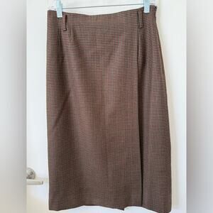 Ellen Tracy Sz 6 Wool Brown Plaid Business Office Academia  Pencil Skirt